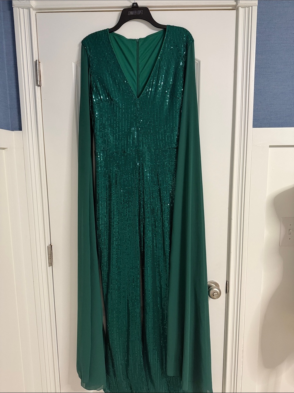 Emerald Green Sequin Cape Jumpsuit